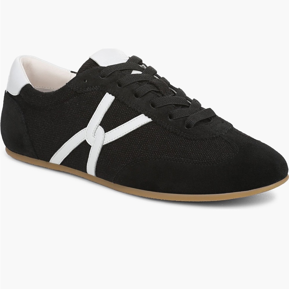 Black Casual Lace-Up Sneakers with White Accent